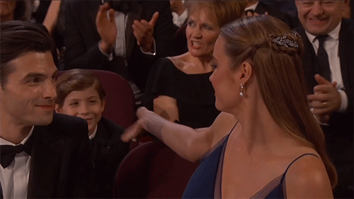 GIF - Brie Larson Oscar for ROOM check Jacob Tremblay OSCARS 2016