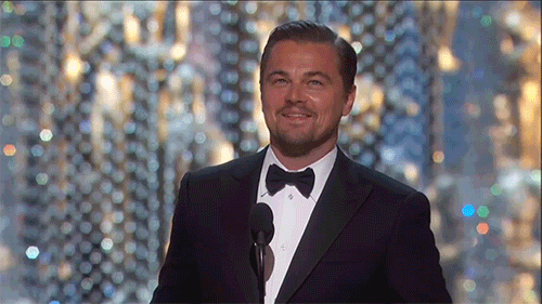 GIF - Leonardo DiCaprio Receiving His Oscar THE REVENANT OSCARS 2016